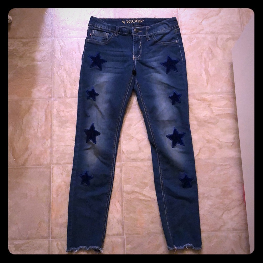 Jeans with dark blue stars